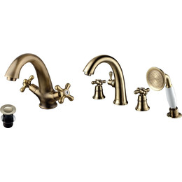 Набор смесителей Lemark: Смеситель для ванны Vintage LM2841B + смеситель для раковины Vintage LM2806B, бронза фото 