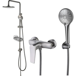 Душевой комплект Lemark: Душевая стойка Bronx LM3788GM + смеситель для душа Bronx LM3703GM, графит фото 