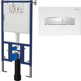 Инсталляция для унитаза Loranto 4501 (кнопка смыва белая глянцевая 7320) фото 