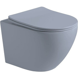 Унитаз подвесной безободковый Vincea Globo VT1-14SMO с тонкой крышкой микролифт, океан матовый, Цвет производителя: синий фото 