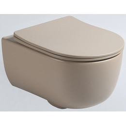 Унитаз подвесной безободковый Vincea Evo VT1-34SMC с тонкой крышкой микролифт, капучино матовый, Цвет производителя: бежевый фото 