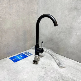 Смеситель для кухни Haiba HB70825-7, чёрный матовый	 фото 