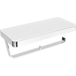 Держатель для туалетной бумаги Lemark Glass line 9721040, цвет хром/белое стекло фото 