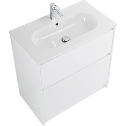 Тумба напольная с раковиной Cezares 80 см KRAFT-800-2C-PIA-BO (раковина LOV-800-LVB) bianco opaco фото 
