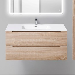 Тумба подвесная с раковиной BelBagno 100 см ETNA-1000-2C-SO-WO-P (раковина LOV-1000-LVB) Rovere Bianco, Цвет фасада: Rovere Bianco фото 