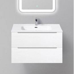 Тумба подвесная с раковиной BelBagno 80 см ETNA-800-2C-SO-BL-P (раковина LOV-800-LVB) Bianco Lucido, Цвет фасада: Bianco Lucido фото 