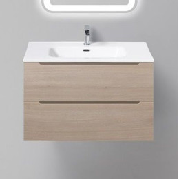 Тумба подвесная с раковиной BelBagno 80 см ETNA-800-2C-SO-RG-P (раковина LOV-800-LVB) Rovere Grigio, Цвет фасада: Rovere Grigio фото 