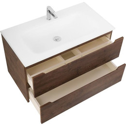 Тумба подвесная с раковиной BelBagno 80 см ETNA-800-2C-SO-RW-P (раковина LOV-800-LVB) Rovere Moro, Цвет фасада: Rovere Moro фото 
