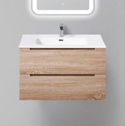 Тумба подвесная с раковиной BelBagno 80 см ETNA-800-2C-SO-WO-P (раковина LOV-800-LVB) Rovere Bianco, Цвет фасада: Rovere Bianco фото 