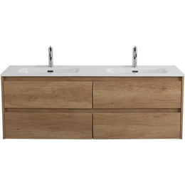 Тумба подвесная с раковиной Belbagno 140 см KRAFT-1400-4C-SO-2-RNN (раковина BB1400-2-ETL) Rovere Nebrasca Nature фото 