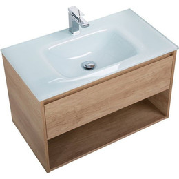 Тумба подвесная с раковиной BelBagno 90 см KRAFT-900-1C-SO-RNN (раковина LOV-900-LVB) Rovere Nebrasca Nature фото 