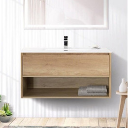 Тумба подвесная с раковиной BelBagno 100 см KRAFT-1000-1C-SO-RNN (раковина LOV-1000-LVB) Rovere Nebrasca Nature фото 