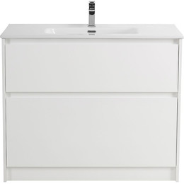 Тумба напольная с раковиной BelBagno 100 см KRAFT-1000-2C-PIA-BO (раковина LOV-1000-LVB) Bianco Opaco фото 