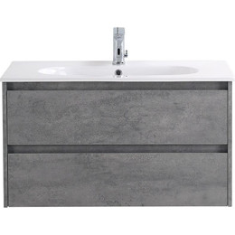 Тумба подвесная с раковиной BelBagno 100 см KRAFT-1000-2C-SO-CG (раковина LOV-1000-LVB) Cemento Grigio фото 