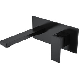 Смеситель для раковины настенный Boheme Qubic 475-B (со скрытой частью) чёрный матовый, Цвет производителя: чёрный матовый фото 