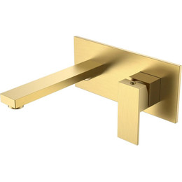 Смеситель для раковины настенный Boheme Qubic 475-MG (со скрытой частью) matt gold, Цвет производителя: matt gold фото 