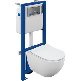 Инсталляция с подвесным унитазом комплект: Cersanit Brasco Smart CO DPL EO Slim LP + Link Pro A64916 с подвесным унитазом, сиденье дюропласт фото 