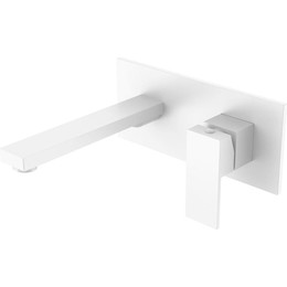 Смеситель для раковины настенный Boheme Qubic 475-MW (со скрытой частью) matt white, Цвет производителя: matt white фото 