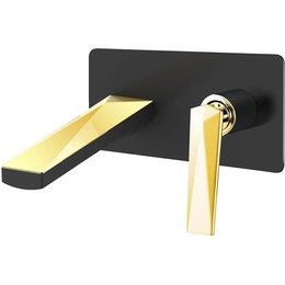 Смеситель для раковины настенный Boheme Venturo 385-B (со скрытой частью) чёрный/золото, Цвет производителя: чёрный, золото фото 