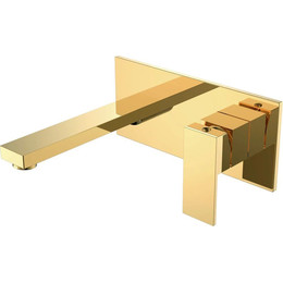 Смеситель для раковины настенный Boheme Qubic 475-G (со скрытой частью) gold, Цвет производителя: gold фото 