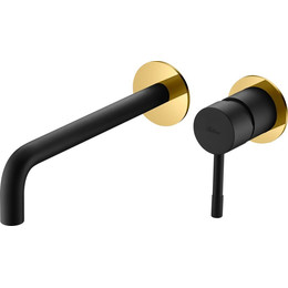 Смеситель для раковины настенный Boheme Uno 465-BG (со скрытой частью) чёрный/золото, Цвет производителя: чёрный, золото фото 