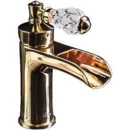 Смеситель для раковины Boheme Vogue Crystal 211-CRST, золото фото 