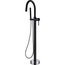 Смеситель для ванны напольный Boheme Uno 469-BCR, black chrome, Цвет производителя: black chrome фото 