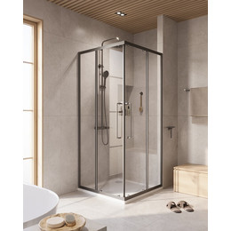 Душевое ограждение 90x90 см Cezares Relax-304-A-2-90-C-GM, оружейная сталь/прозрачное фото 