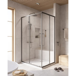 Душевое ограждение 90x120 см Cezares Relax-304-AH-2-120/90-C-GM, оружейная сталь/прозрачное фото 