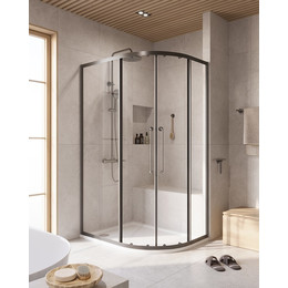 Душевое ограждение 90x120 см Cezares Relax-304-RH-2-120/90-C-GM, оружейная сталь/прозрачное фото 