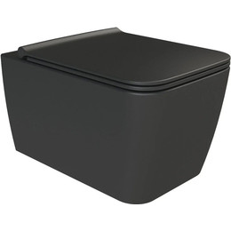 Унитаз подвесной безободковый Boheme Zen 967-B с тонкой крышкой микролифт, чёрный матовый, Цвет производителя: чёрный матовый фото 