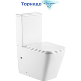 Унитаз-компакт безободковый Тритон Corso CO-3006 с тонкой крышкой микролифт (система смыва торнадо) фото 