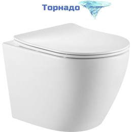 Унитаз подвесной безободковый Тритон Verso 1832 с тонкой крышкой микролифт (система смыва торнадо) фото 