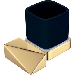 Стакан для зубных щеток Boheme New Venturo 10314-G-B, чёрный/золото, Цвет производителя: чёрный, золото фото 