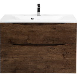 Тумба подвесная с раковиной BelBagno MARINO-H60-800-2C-SO-RW-P 80 см, Rovere Moro (раковина BB800/450-LV-MR-PR) фото 