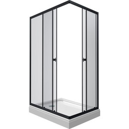 Душевое ограждение Triton Вента 100x80 см (с поддоном) чёрный/прозрачное фото 