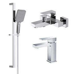 Набор смесителей 3 в 1 для ванны с коротким изливом Aquatek Либра AQ1630CR, Цвет производителя: хром фото 