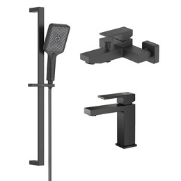 Набор смесителей 3 в 1 для ванны с коротким изливом Aquatek Либра AQ1630MB, чёрный матовый, Цвет производителя: чёрный матовый фото 