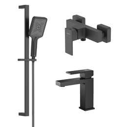 Набор смесителей 3 в 1 для душа Aquatek Либра AQ1631MB, чёрный матовый, Цвет производителя: чёрный матовый фото 