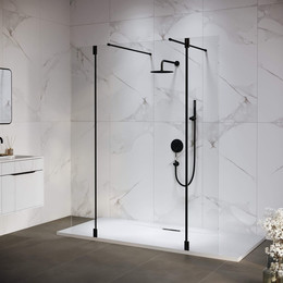 Душевая перегородка RGW WA-052W 140x195 см 35105214-14 (стекло 8 мм) с кронштейном в комплекте, чёрный/прозрачное фото 