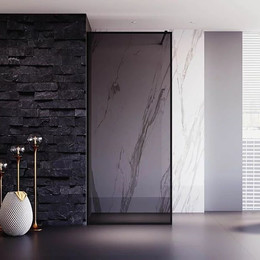 Душевая перегородка Veconi Korato 120 см KR81BT-120-05-C4 (стекло 8 мм) с кронштейном в комплекте, чёрный/тонированное фото 