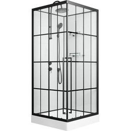 Душевая кабина Niagara Standart 100x100 см L ST100/15QL/KL/BKT, чёрный/прозрачное фото 