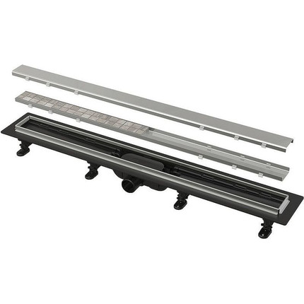 Трап Alcadrain 55 см APZ20-550, нержавеющая сталь/чёрный матовый фото 