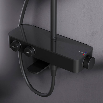 Душевая система AM.PM Inspire V2.0 F0750A522 с термостатом, чёрный, Цвет производителя: чёрный - 4 Душевая система AM.PM Inspire V2.0 F0750A522 с термостатом, чёрный, Цвет производителя: чёрный фото 4