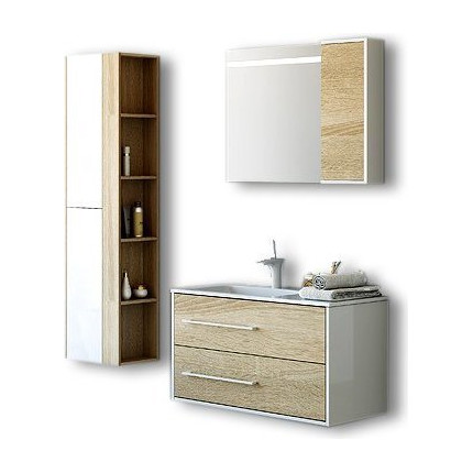 Шкафчик навесной Aqwella Miami 25 см Mai.04.25, белый/дуб сонома фото 2