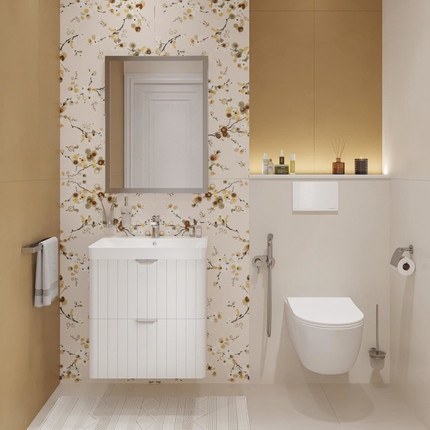 Тумба подвесная с раковиной Stworki Ларвик 60 см 622512, белый фото 5