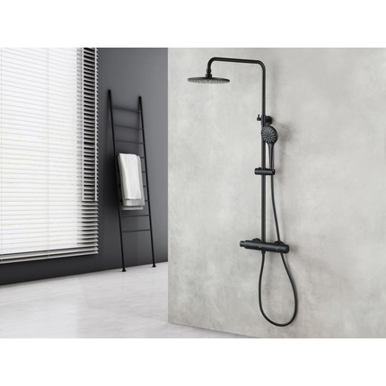 Душевая стойка с термостатом Lemark Bronx LM3770BL, черный фото 4