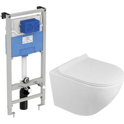 Инсталляция с подвесным унитазом комплект: Ideal Standard Prosys Frame 120 M R020467 с подвесным безободковым унитазом Azario Grado AZ-0046-N сиденье микролифт, крепление фото 