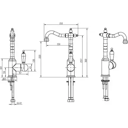 Смеситель для раковины высокий Boheme Medici Ripresa 302-SW, бронза - 2 Смеситель для раковины высокий Boheme Medici Ripresa 302-SW, бронза фото 2