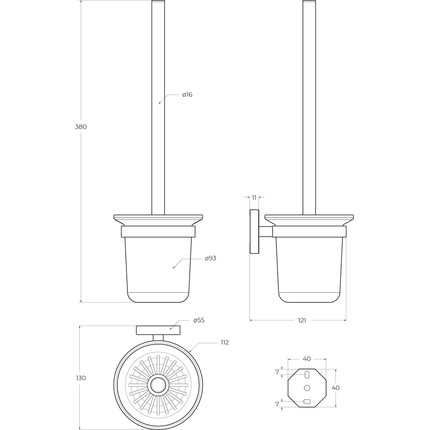 Ёршик для унитаза Cezares Relax RELAX-TBS-V-BORO, цвет брашированное золото - 2 Ёршик для унитаза Cezares Relax RELAX-TBS-V-BORO, цвет брашированное золото фото 2
